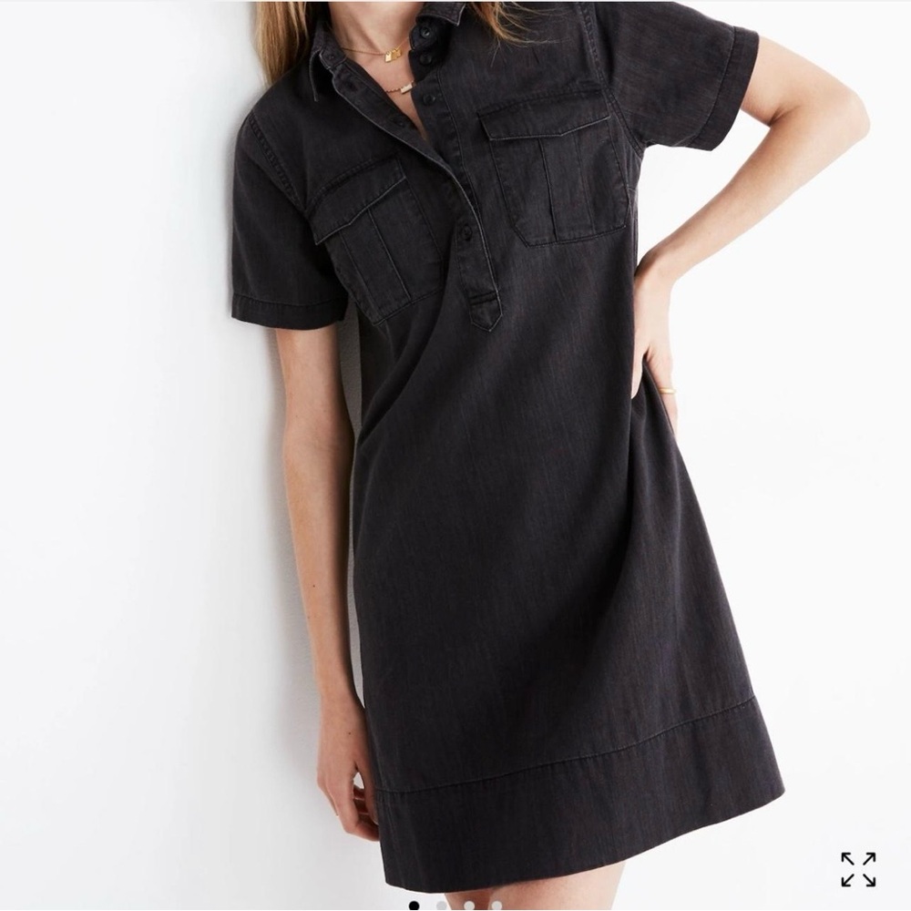 MADEWELL Black Short Sleeve Shirt Dress